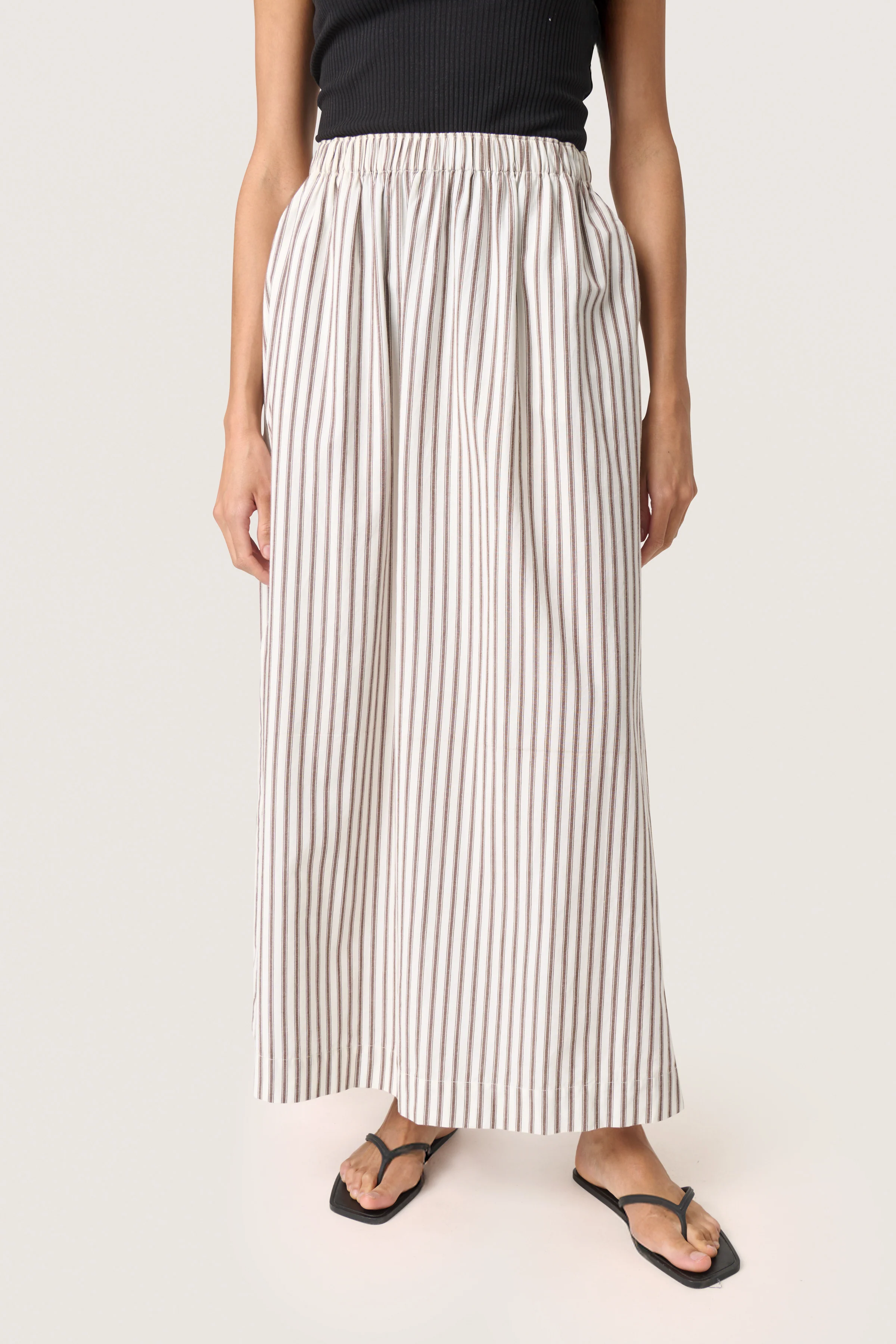 Soaked in Luxury SLMunevo Maxi Skirt, Brown and White Stripe - Image 4