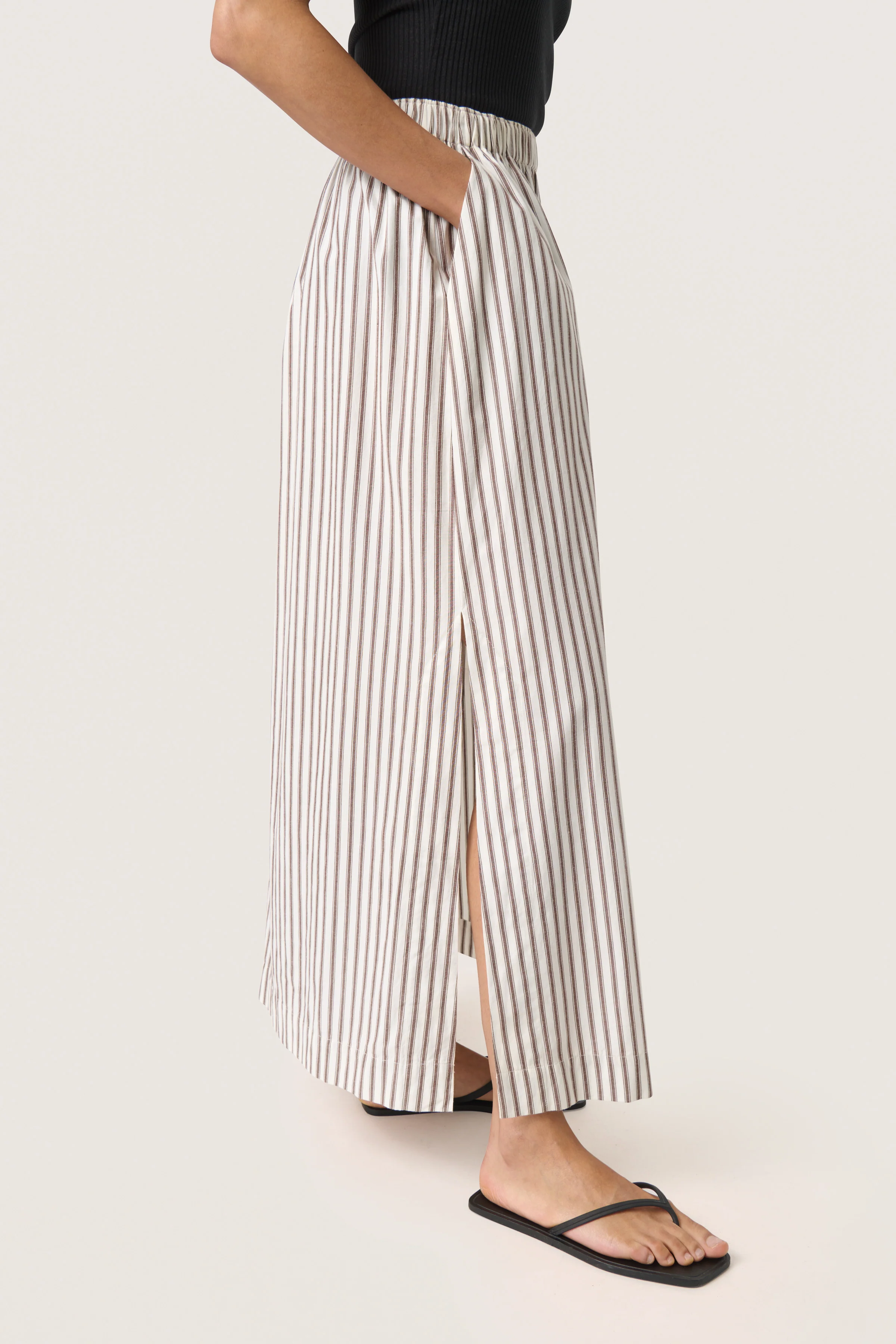 Soaked in Luxury SLMunevo Maxi Skirt, Brown and White Stripe - Image 5