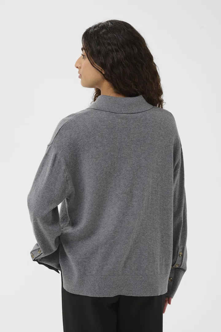 Soaked SLSanja Polo Pullover Grey Melange - Image 3
