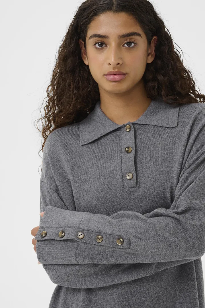Soaked SLSanja Polo Pullover Grey Melange - Image 5