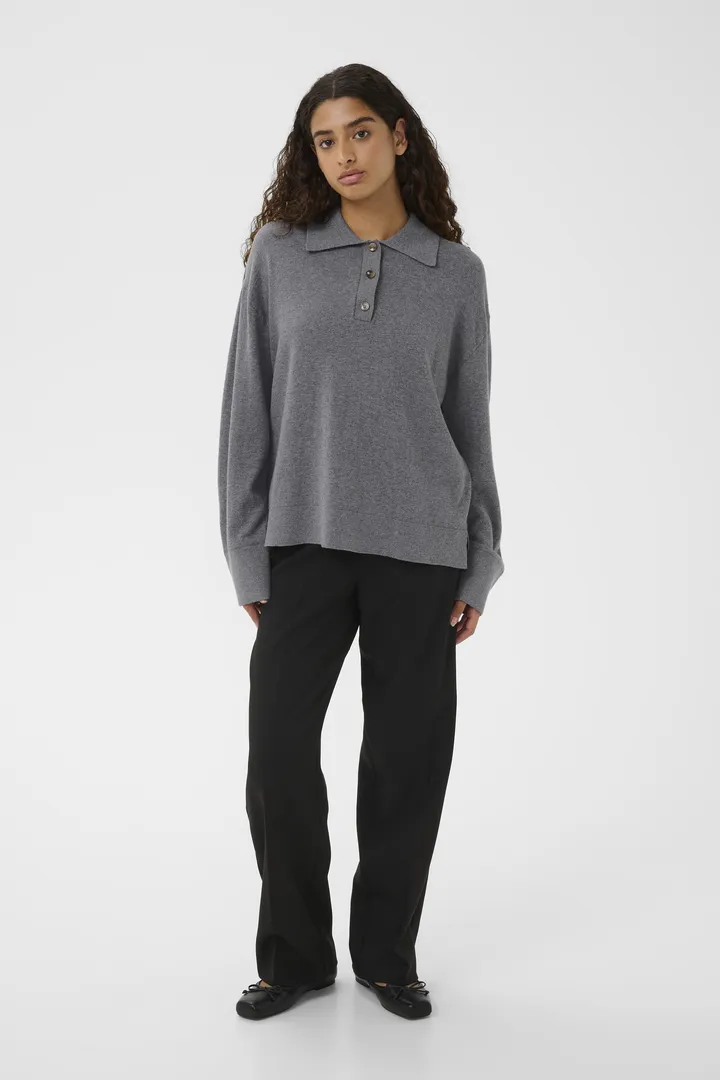 Soaked SLSanja Polo Pullover Grey Melange - Image 6