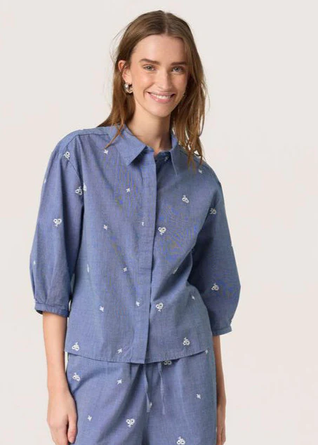 Soaked SLElly shirt Medium Blue Denim - Image 4
