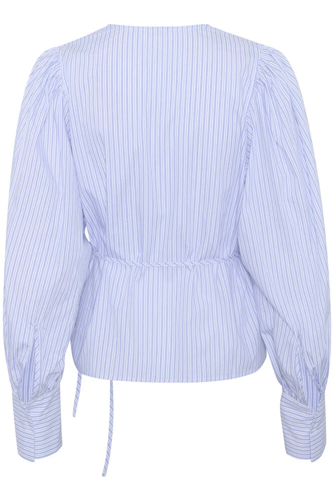 Soaked SLOriana Wrap Blouse White and blue stripes - Image 6