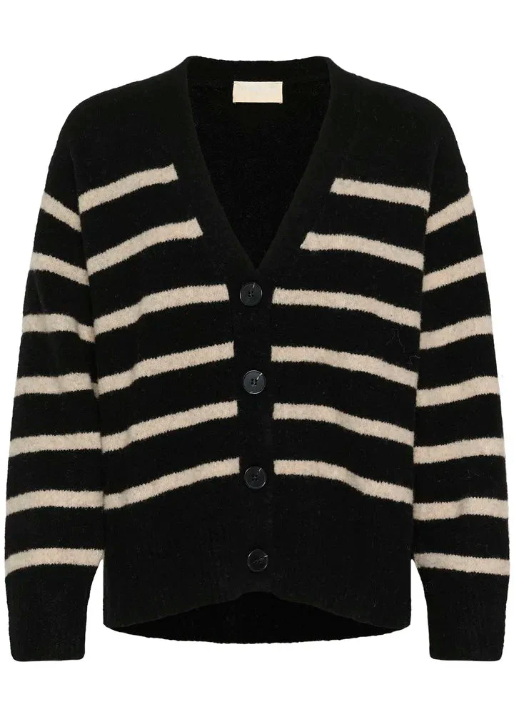 Soaked SLBriony Cardigan Black and Dune Strip - Image 2