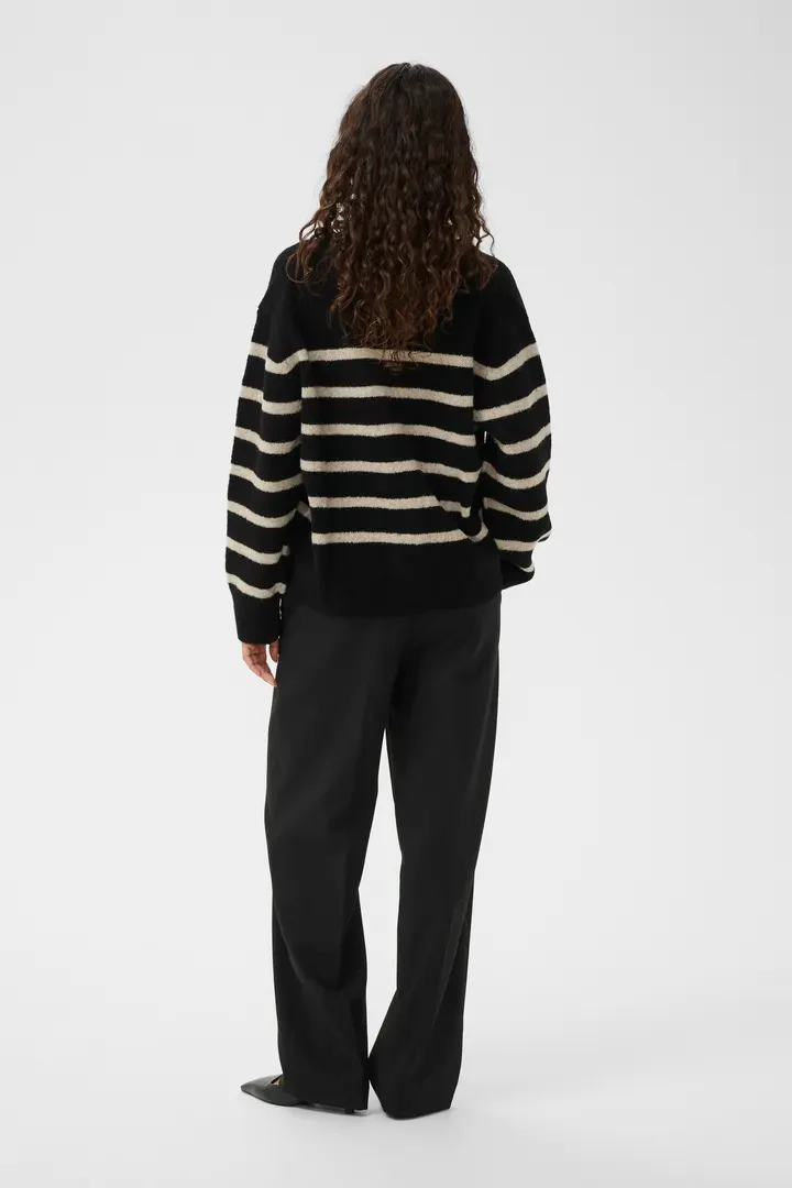 Soaked SLBriony Cardigan Black and Dune Strip - Image 3