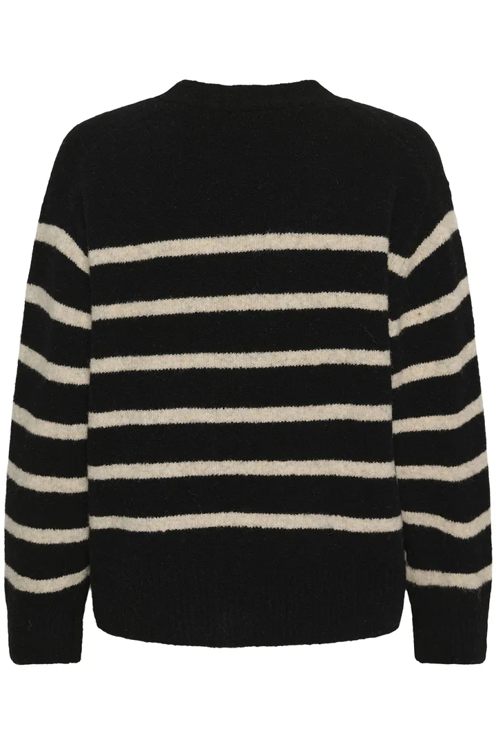 Soaked SLBriony Cardigan Black and Dune Strip - Image 4