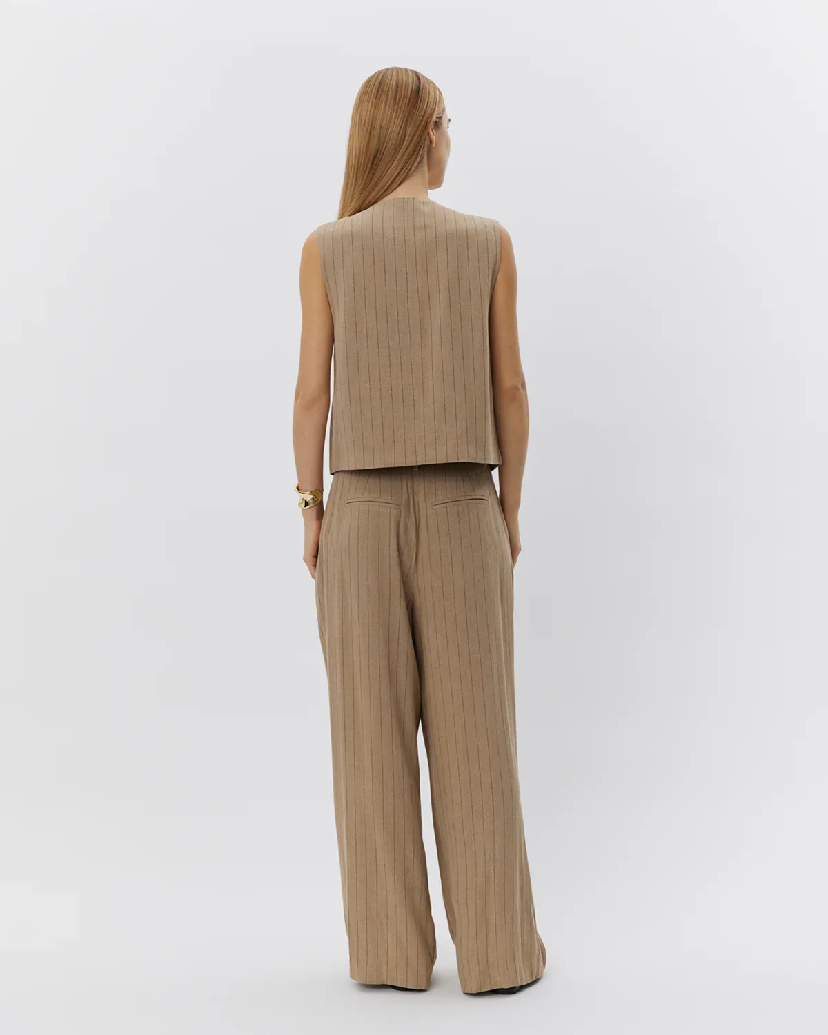 Sofie Schnoor Cailin vest light brown striped - Image 4