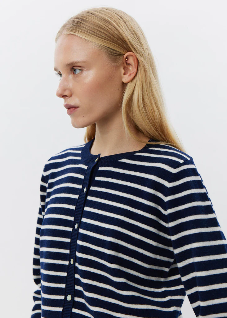 Sofie Schnoor Cisse cardigan dark blue striped - Image 3