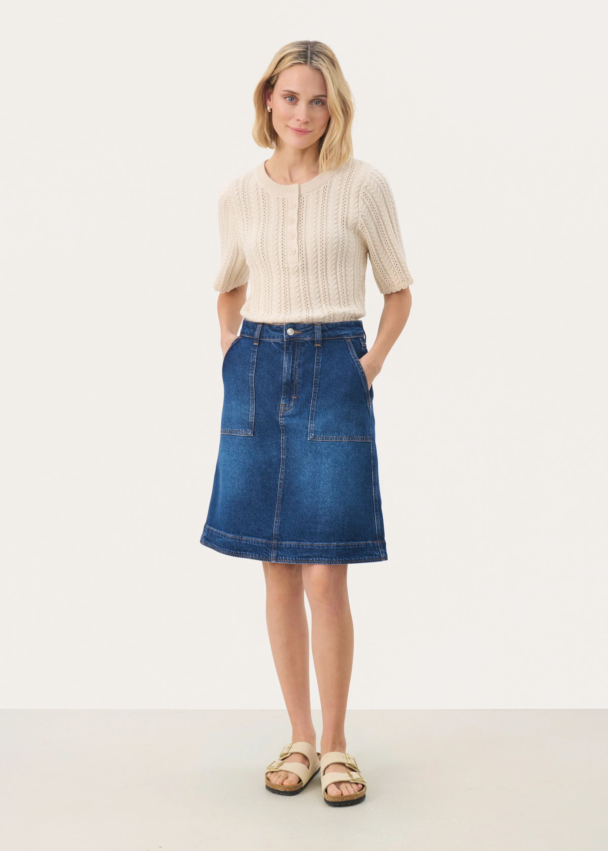 Part Two TammiePW Skirt Medium Dark Blue Denim - Image 3