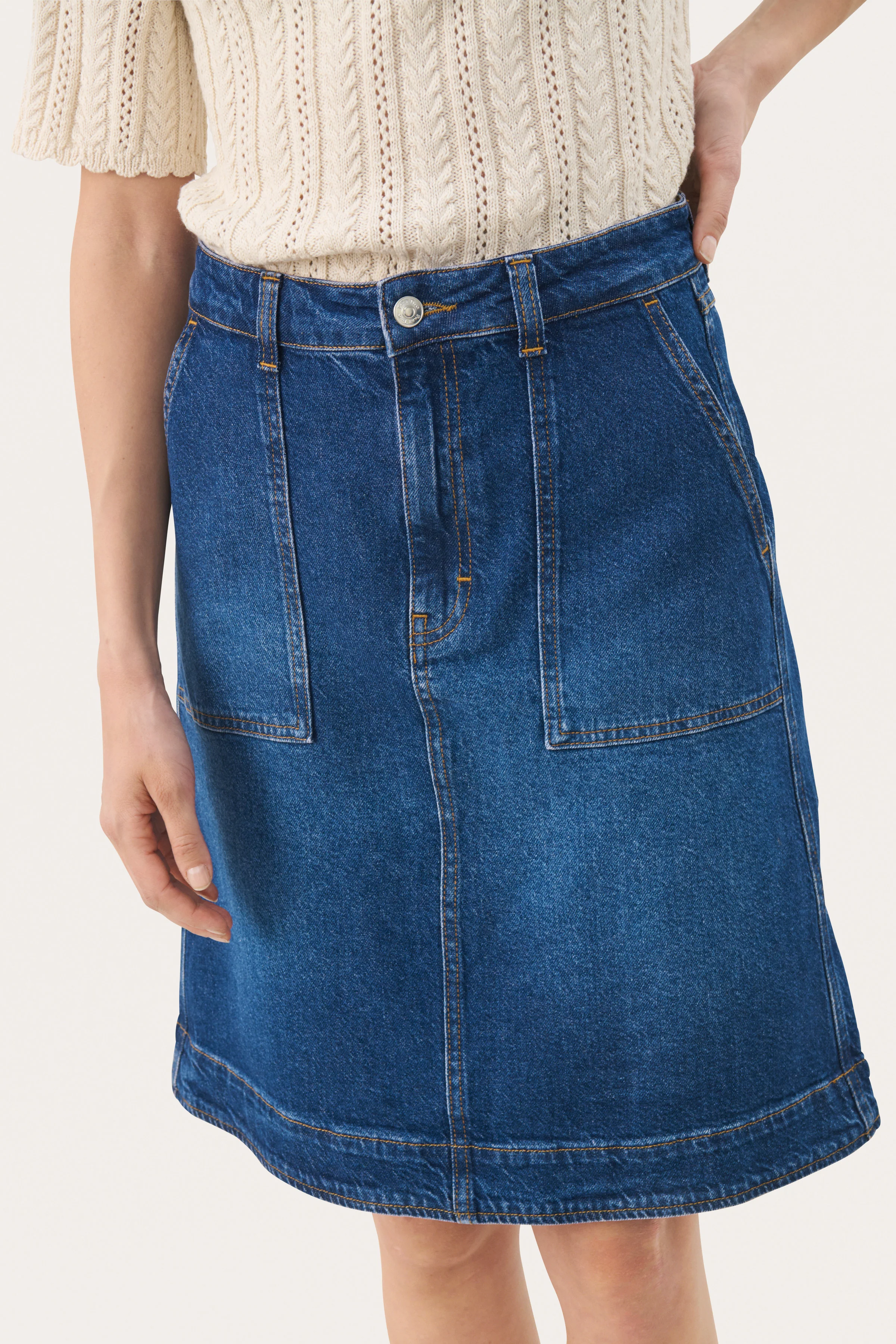 Part Two TammiePW Skirt Medium Dark Blue Denim - Image 4