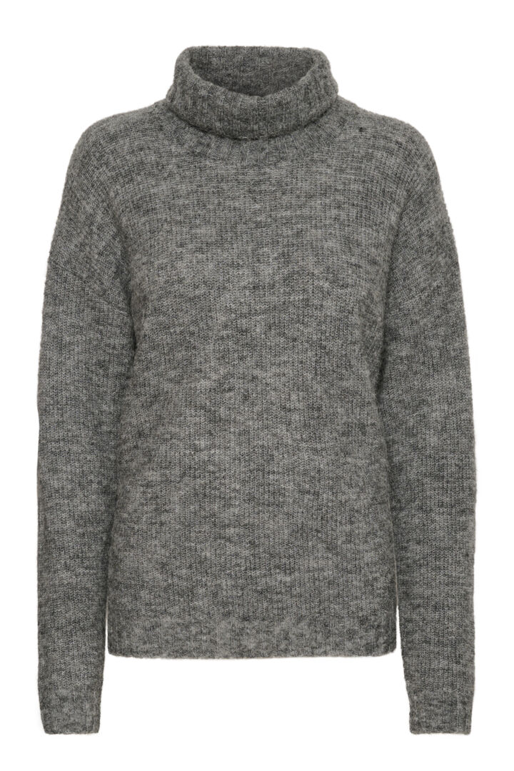 My Essential Wardrobe The Knit Rollneck Dark Grey Melange - Image 2