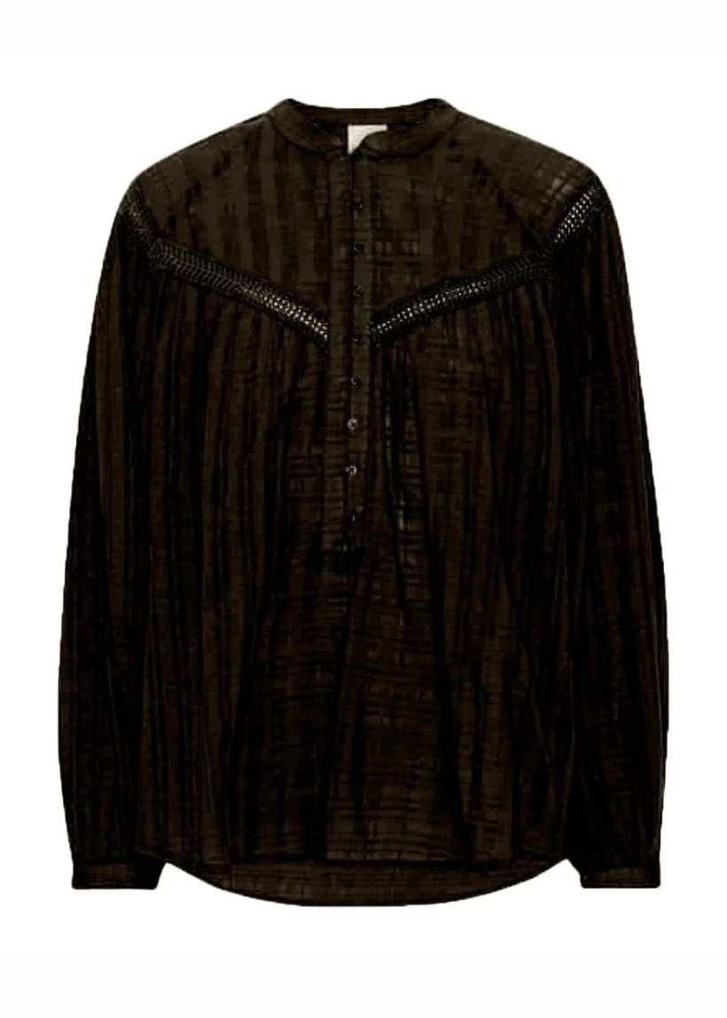 Project AJ117 Tuva Blouse Cotton Dobby Check Black - Image 4