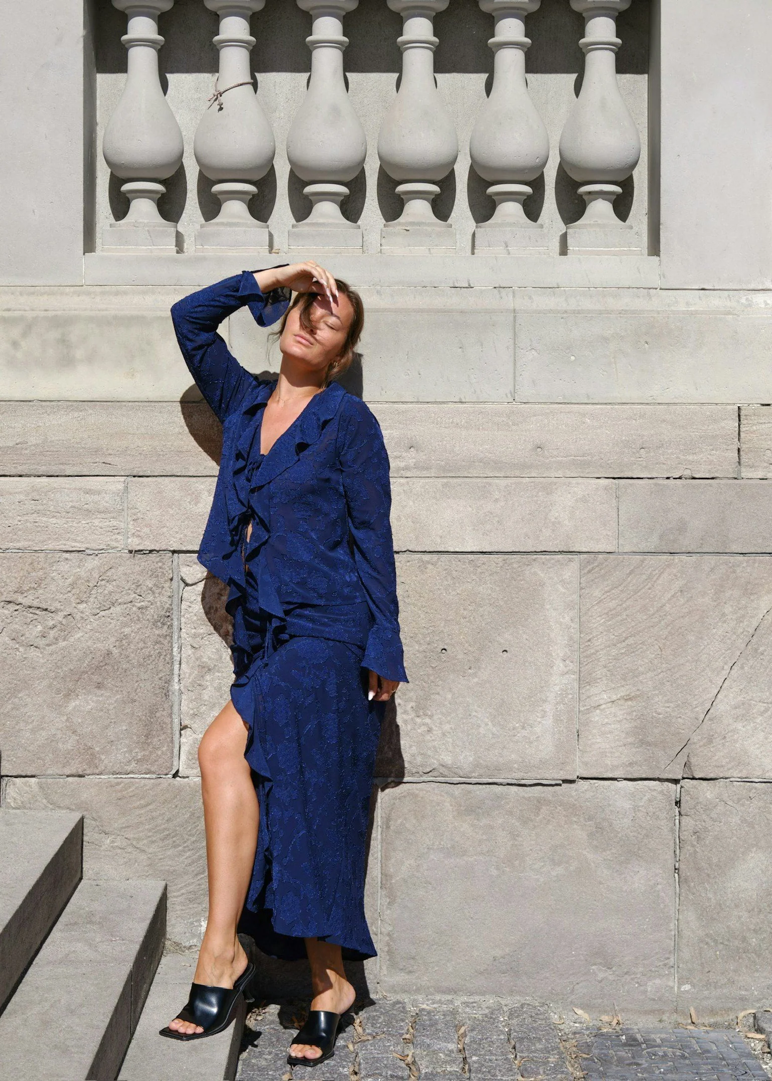 Neo Noir Vinza Burnout Skirt Navy - Image 7